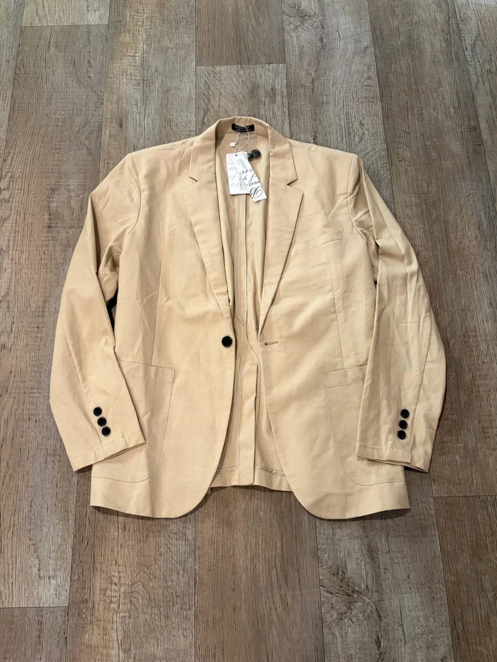 NWT Men's Tan Linen and Cotton Blazer Suit Sport Jacket. Size M Lightweight